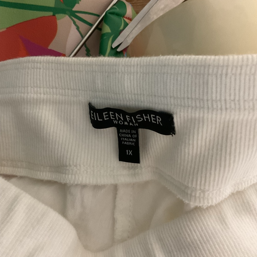 Eileen Fisher White Woman’s Joggers 1X Parachute Pants Utility Draw String Relax - Picture 4 of 9